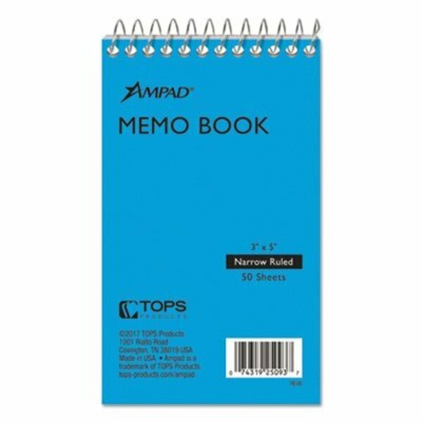Ampad/ Of Amercn Pd&Ppr Ampad, MEMO BOOKS, NARROW RULE, 3 X 5, WHITE, 50 SHEETS 25093